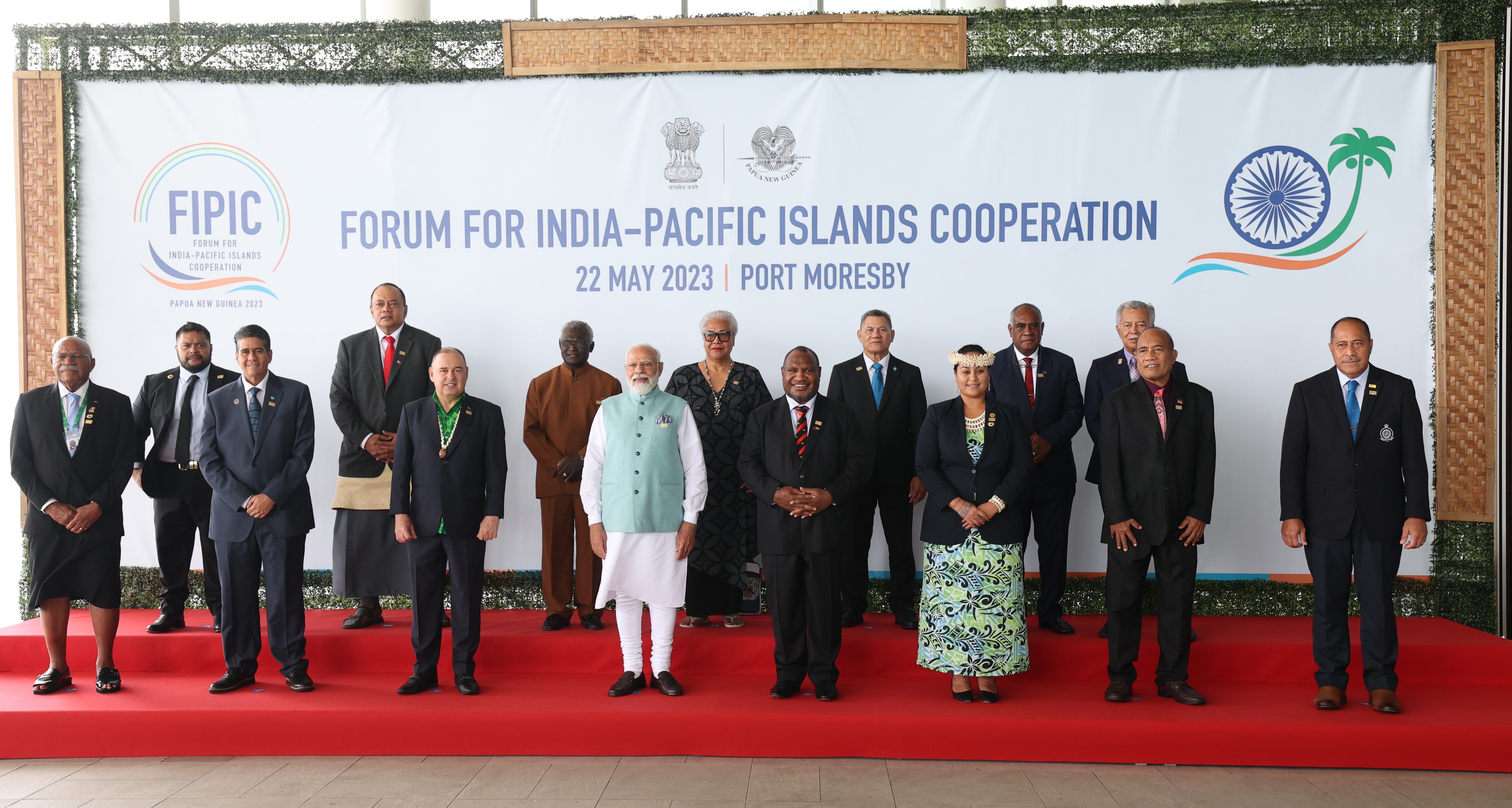 Prime Minister Narendra Modi with leaders of Pacific Island countries